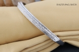 0.10 Carat (ctw) Round White Diamond Ladies Fashion Bangle Bracelet 1/10 CT Sterling Silver