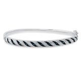 0.10 Carat (ctw) Round Blue & White Diamond Ladies Fashion Bangle Bracelet 1/10 CT Sterling Silver