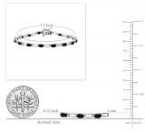 Oval Black & Round White Sapphire Tennis Bracelet for Her in 925 Sterling Silver