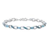 6X3 mm Marquise & Round Blue Topaz Ladies Infinity Bracelet Sterling Silver