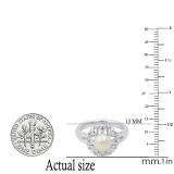 7MM Round White Freshwater Pearl With Diamond Accent Delightful Engagement Ring 925 Sterling Silver