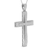 1.50 Carat (ctw) Round White Diamond Mens Hip Hop Religious Cross Pendant 1 1/2 CT, Sterling Silver