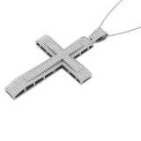 1.50 Carat (ctw) Round White Diamond Mens Hip Hop Religious Cross Pendant 1 1/2 CT, Sterling Silver