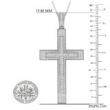 1.50 Carat (ctw) Round White Diamond Mens Hip Hop Religious Cross Pendant 1 1/2 CT, Sterling Silver