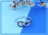 0.35 Carat Round Black & White Diamond Infinity Right Hand Ring for Her in 925 Sterling Silver