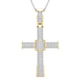 1.00 Carat (ctw) Round White Diamond Mens Hip Hop Religious Cross Pendant 1 CT, 18K Yellow Gold