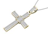 1.00 Carat (ctw) Round White Diamond Mens Hip Hop Religious Cross Pendant 1 CT, 18K Yellow Gold