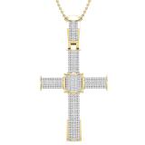 1.00 Carat (ctw) Round White Diamond Mens Hip Hop Religious Cross Pendant 1 CT, 10K Yellow Gold