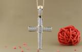 1.00 Carat (ctw) Round White Diamond Mens Hip Hop Religious Cross Pendant 1 CT, 10K Yellow Gold