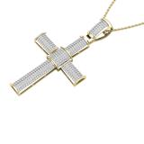 1.00 Carat (ctw) Round White Diamond Mens Hip Hop Religious Cross Pendant 1 CT, 10K Yellow Gold