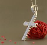 1.00 Carat (ctw) Round White Diamond Mens Hip Hop Religious Cross Pendant 1 CT, 10K Yellow Gold