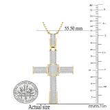 1.00 Carat (ctw) Round White Diamond Mens Hip Hop Religious Cross Pendant 1 CT, 10K Yellow Gold