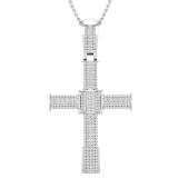 1.00 Carat (ctw) Round White Diamond Mens Hip Hop Religious Cross Pendant 1 CT, Sterling Silver
