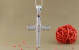 1.00 Carat (ctw) Round White Diamond Mens Hip Hop Religious Cross Pendant 1 CT, Sterling Silver