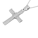 1.00 Carat (ctw) Round White Diamond Mens Hip Hop Religious Cross Pendant 1 CT, Sterling Silver