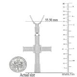 1.00 Carat (ctw) Round White Diamond Mens Hip Hop Religious Cross Pendant 1 CT, Sterling Silver