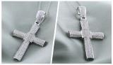 1.00 Carat (ctw) Round White Diamond Mens Hip Hop Religious Cross Pendant 1 CT, Sterling Silver