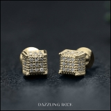 0.20 Carat (ctw) Round White Diamond Unisex Square Cluster Stud Earrings 1/5 CT 10K Yellow Gold