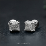 0.20 Carat (ctw) Round White Diamond Unisex Square Cluster Stud Earrings 1/5 CT Sterling Silver