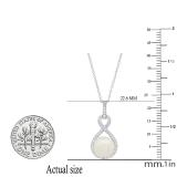 8 MM Round White Freshwater Pearl & Diamond Ladies Infinity Pendant, Sterling Silver