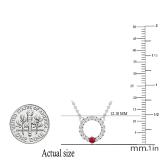 Round Ruby & White Diamond Ladies Circle Pendant (Silver Chain Included), Sterling Silver