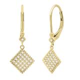 0.18 Carat (ctw) Round Diamond Ladies Beaded Kite Shape Dangling Drop Earrings 10K Yellow Gold