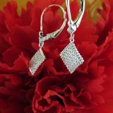 0.18 Carat (ctw) Round Diamond Ladies Beaded Kite Shape Dangling Drop Earrings Sterling Silver