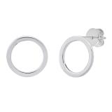 Open Circle Ladies Stud Earrings, 10K White Gold