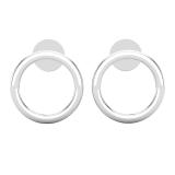 Open Circle Ladies Stud Earrings, 10K White Gold