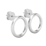 Open Circle Ladies Stud Earrings, 10K White Gold