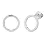 Open Circle Ladies Stud Earrings, Sterling Silver