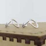Open Circle Ladies Stud Earrings, Sterling Silver