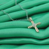 Round Diamond Accent Ladies Looped Cross Flower Pendant, 10K Rose Gold