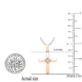 Round Diamond Accent Ladies Looped Cross Flower Pendant, 10K Rose Gold