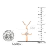 Round Diamond Accent Ladies Looped Cross Flower Pendant, 14K Rose Gold