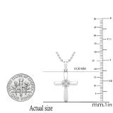 Round Diamond Accent Ladies Looped Cross Flower Pendant, Sterling Silver
