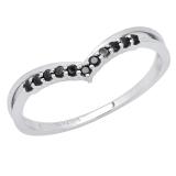 0.15 Carat (ctw) Round Black Diamond Ladies Chevron Wedding Band Sterling Silver