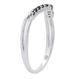 0.15 Carat (ctw) Round Black Diamond Ladies Chevron Wedding Band Sterling Silver