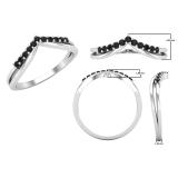 0.15 Carat (ctw) Round Black Diamond Ladies Chevron Wedding Band Sterling Silver