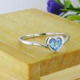 4 MM Heart Blue Topaz Ladies Solitaire Bridal Engagement Ring Sterling Silver