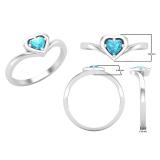 4 MM Heart Blue Topaz Ladies Solitaire Bridal Engagement Ring Sterling Silver