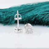 0.10 Carat (ctw) Round White Diamond Ladies Cluster Beaded Stud earrings 1/10 CT Sterling Silver
