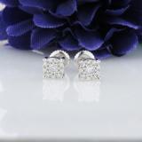 0.10 Carat (ctw) Round White Diamond Ladies Cluster Beaded Stud earrings 1/10 CT Sterling Silver