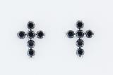 0.35 Carat (ctw) Round Black Diamond Ladies Cross Stud earrings 1/3 CT 10K White Gold