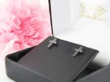 0.35 Carat (ctw) Round Black Diamond Ladies Cross Stud earrings 1/3 CT 10K White Gold