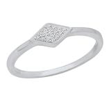 0.05 Carat (ctw) Round White Diamond Ladies Kite Shape Engagement Ring Sterling Silver