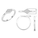 0.05 Carat (ctw) Round White Diamond Ladies Kite Shape Engagement Ring Sterling Silver
