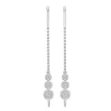 0.25 Carat (ctw) Round White Diamond Ladies Cluster Threader Earrings 1/4 CT 10K White Gold