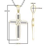 0.25 Carat (ctw) Baguette White Diamond Ladies Religious Cross Pendant 1/4 CT, 10K Yellow Gold