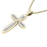0.25 Carat (ctw) Baguette White Diamond Ladies Religious Cross Pendant 1/4 CT, 14K Yellow Gold
